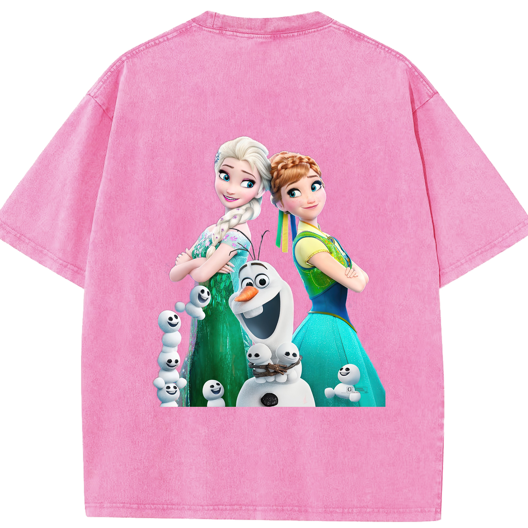 （画像用） アナと雪の女王 アンナ エルサ Frozen Anna Elsa 綿100% ヴィンテージ風 半袖Tシャツ（背面プリント）